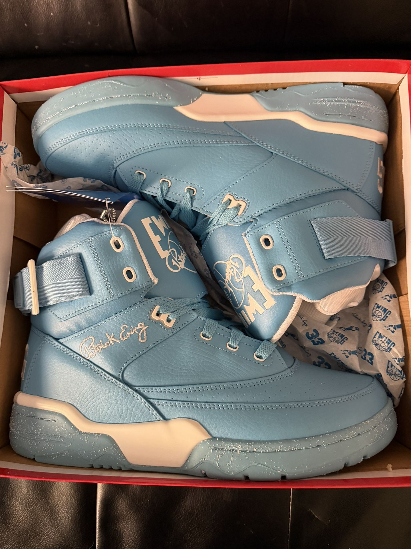 Patrick Ewing 33 Hi Sneakers – Powder Blue / Ice Blue – Brand New in Box
