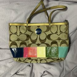 Coach Handbag with Color Blocks