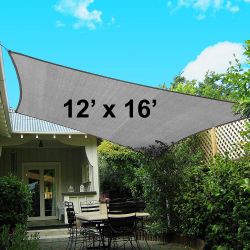 New $35 Rectangle 12x16 FT Sun Shade Sail Outdoor Top Cover w/ Ropes (Beige or Gray color)