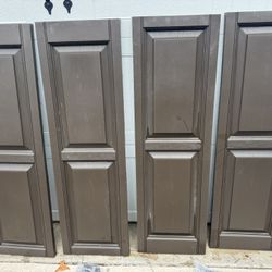 (2) Sets New Brown Vinyl Shutters 15” x 46 1/2”. $20 A Set. Must Pickup