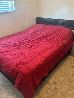 Queen Bed Frame with Tufted Headboard