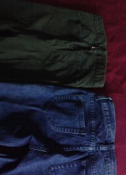 Girls/teen jeans. Dark green is J. Crew size- 0p great condition $8.00. Blue size 10 good great condition $ 7.00