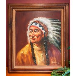 Vintage Painting of Indian Chief 