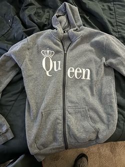 Gray Queen Zip-Up Hoodie