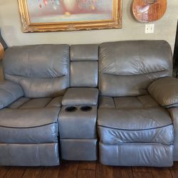 Gray Reclining Sofa Couch Electric 