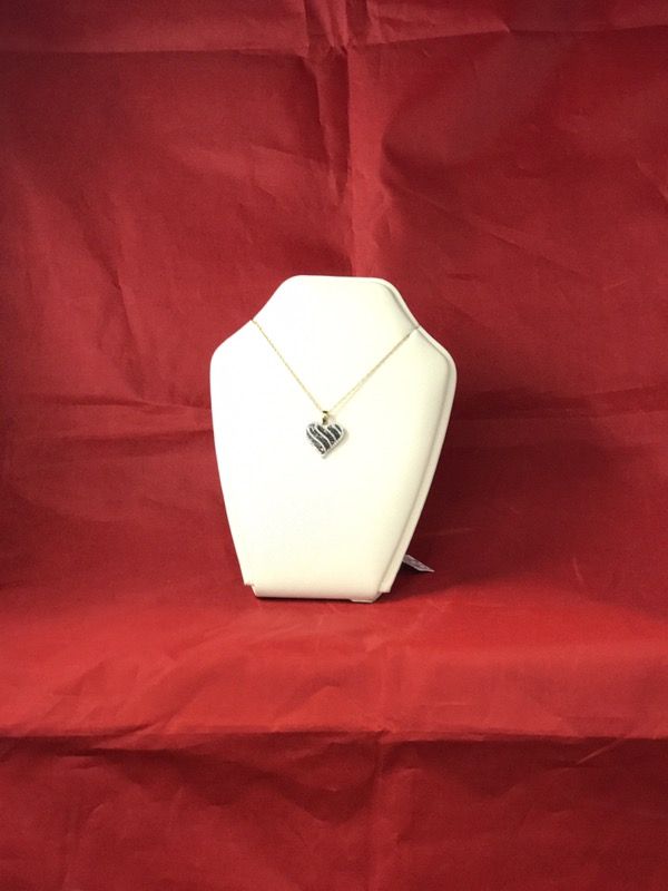 Black & White Real Diamond Real Gold Heart necklace