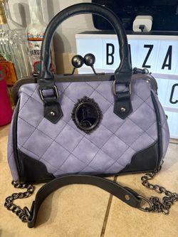Purple Quilted Gothic Mini Satchel Handbag
