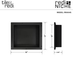 Tile Redi USA Niche Single Recessed Shower Shelf – Black
