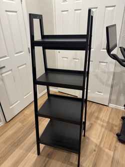 Black 5-Tier Ladder Bookshelf Shelves
