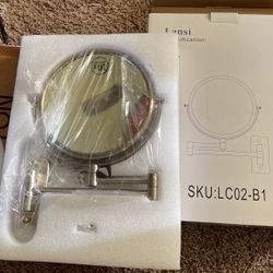Size 8” WALL MIRROR COLOR SATIN NICKEL