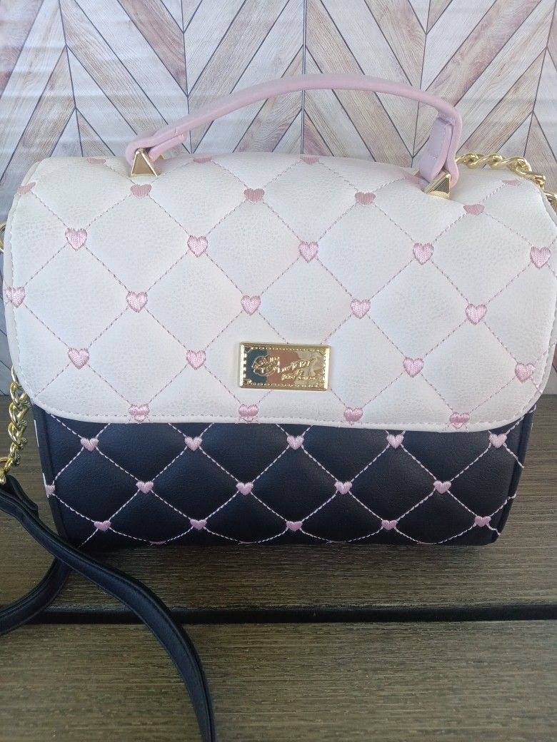 Luv Betsy By Betsey Johnson Black Quilted Hearts Crossbody Bag