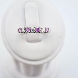 14k gold pink sapphire & diamond ring