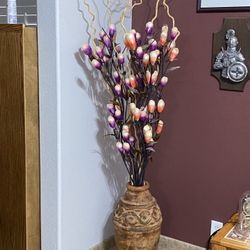 Terracotta Floor Vase With Artificial Flowers 