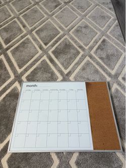 Whiteboard month calendar with cork board