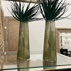 Modern Vintage Smokey Glass Vase Set. 