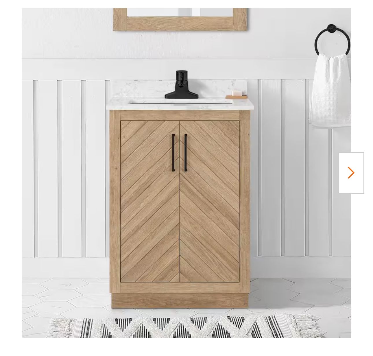 Huckleberry 24 in. Single Sink Weathered Tan Bath Vanity with White Engineered Marble Top (Assembled)