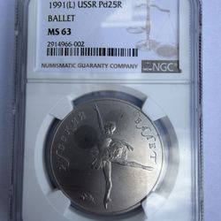 Palladium Ballerina 1 Oz Coin In NGC Slab USSR Russia Scarce
