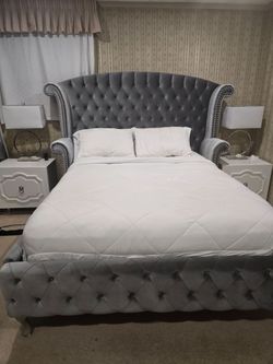 Gray Queen bed frame purchased 12/2024