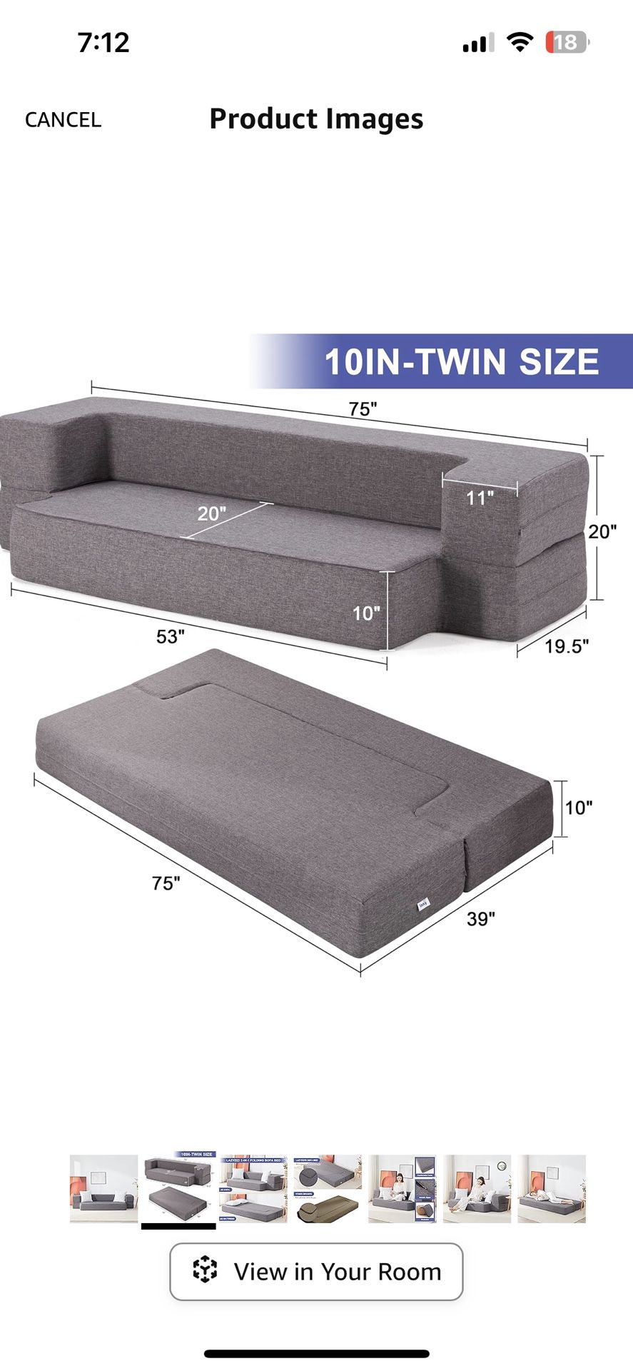 Convertible Sleeper Folding Sofa Bed