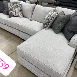 3 Pcs Living Sectionals Sofas Couchs With Chaise Dellara 