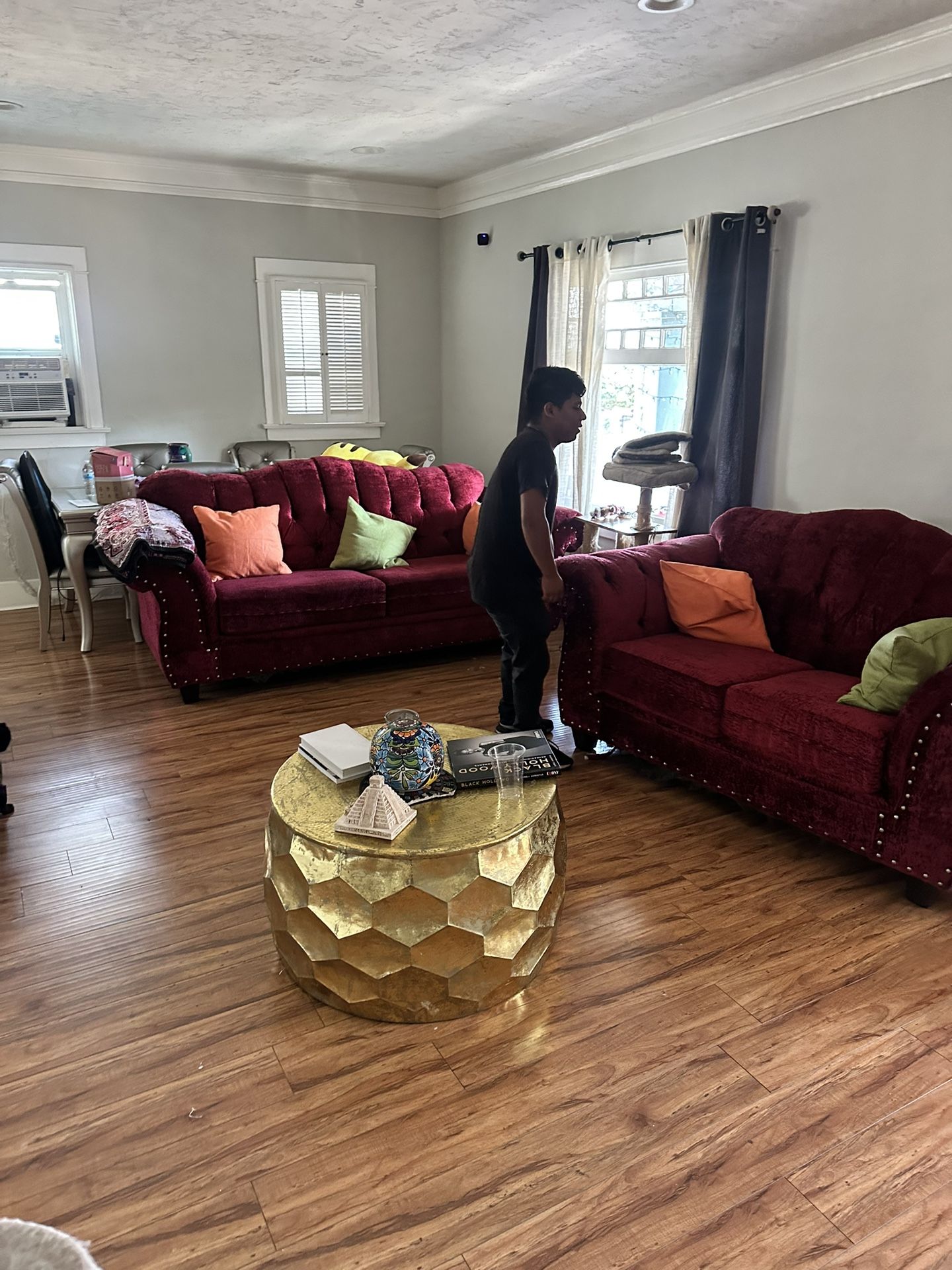 Red Velvet Sofa Set