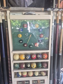 Pool sticks and balls