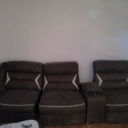 Brown Electric Reclining Sectional 