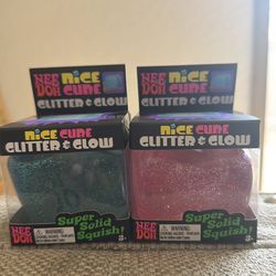 Nee Doh Nice Cube Glitter Glow Squeeze Ball Blue Pink Purple Super Solid Squish