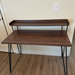 2 Tier Brown Desk