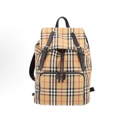 Burberry Plaid Printed Fabric Backpack(45)67