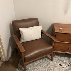 Mid-Century Style Wood Frame Accent Chair – Brown