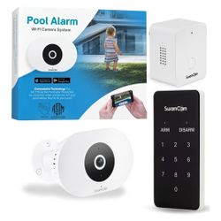 ☆ SwamCam Pool Alarm Wi-Fi Camera System – ASTM F2208 Certified – Smart Pool Safety for In-ground & Above-Ground Pools – Real-Time Alerts, Live View, 