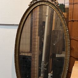 Antique Oval Mirror Gold Finish 