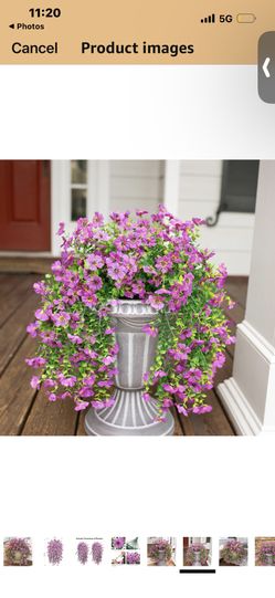 HyeFlora Artificial Flowers for Outdoors Garland Decoration, 2Pcs Purple Fake Hanging Flowers, UV & Fading Resistant, Faux Decor for Home Porch Patio 