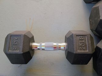 25 lb Single Rubber Hex Dumbbell