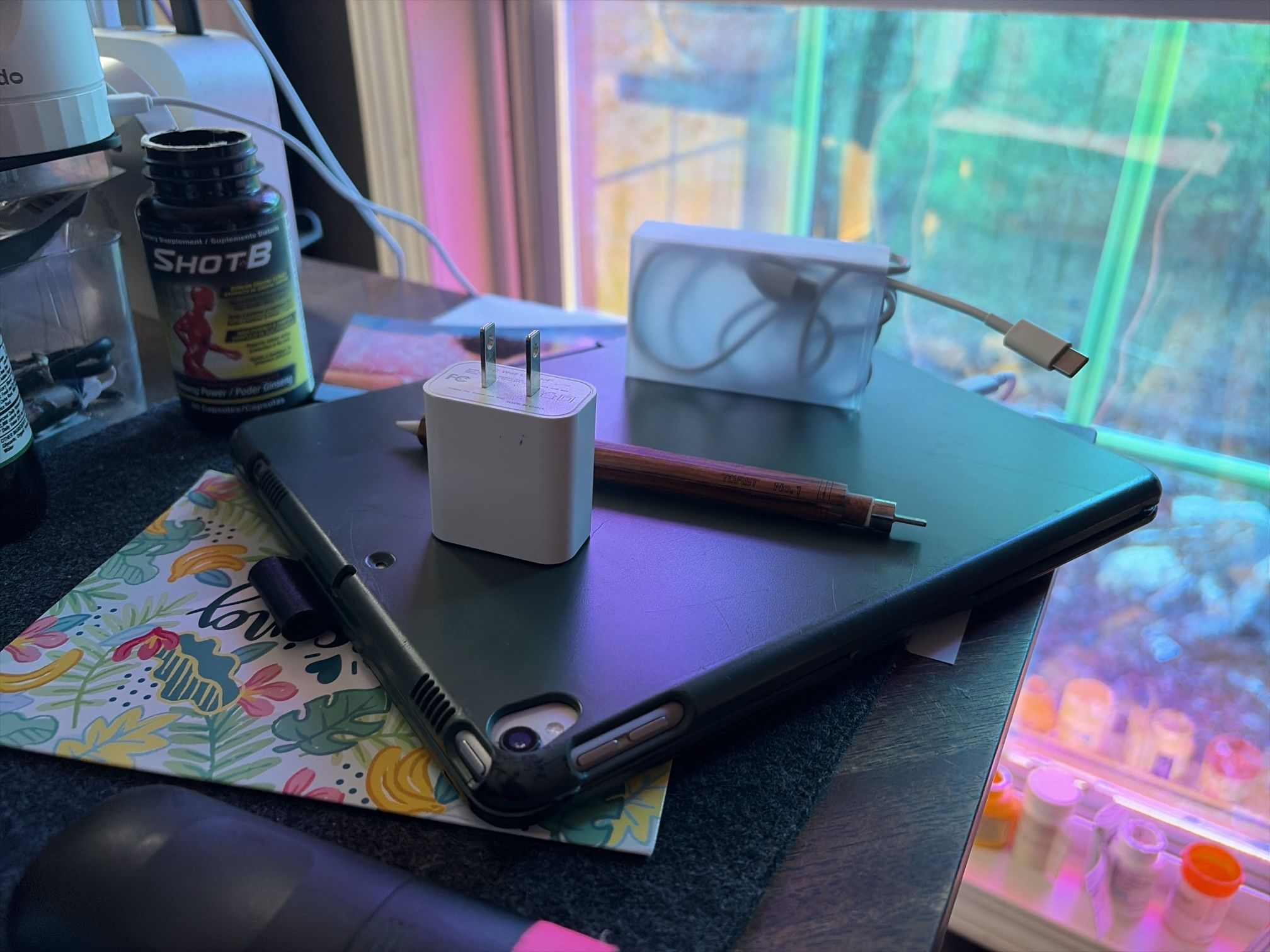 iPad Pro 10.5” + Cellular + Pencil + Keyboard Case (Full Setup, 64GB) — $220”