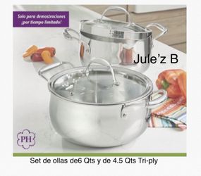 Princess House Set de Ollas De 6 Qts Y De 4.5 Qts Tri-ply Nuevas En Sus Cajas 