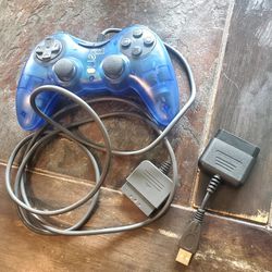 Interact Dual Impact Game Pad Sony  PS2 Controller (Blue ) W/ Controller Adapter Fit for Sony PS2 Controller Adapter USB Adapter Converter Suitable fo