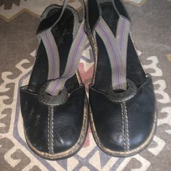 Leather sandals 'Daisy' by Rieker with rainbow elastic strap