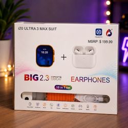 i20 Ultra 3 Max Smart Watch  + Earphones Set
