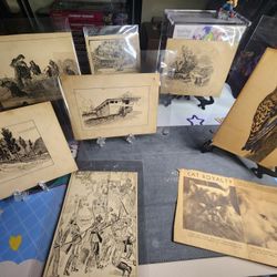 Over 50+ Antique Pen & Ink Drawings, Some Dated 1900. Beautiful, Originals
