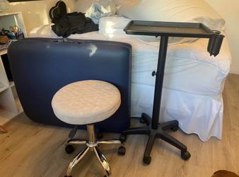 Massage Table, Stool, and Tray Stand Set