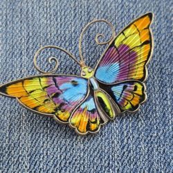 David Andersen Enamel Sterling Silver Butterfly Pin Brooch