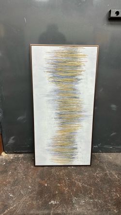 40” x 20” Framed Abstract Canvas Wall Art - Gold Gray Black Modern Decor