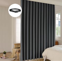 Room Divider Curtain Sets with Bendable Ceiling Track, 8.33 ft Wide x 7 ft Tall, Black, 1 Panel