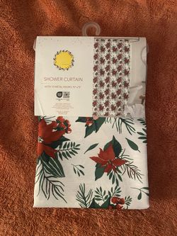 NEW winter shower curtain with 12 metal hooks