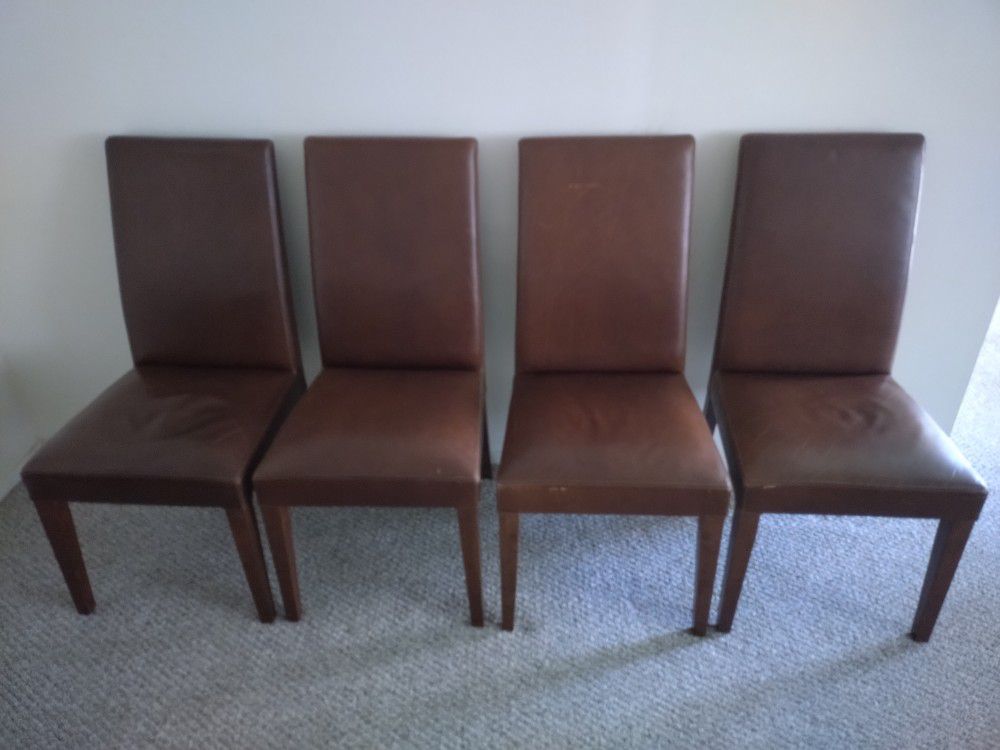 POTTERY BARN LEATHER CHAIRS 