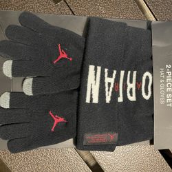 Jordan Beanie Hat And Gloves With Gift Box 🆕 