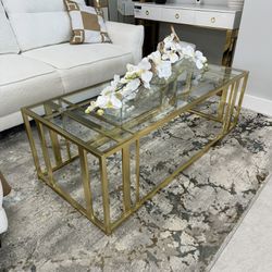Gold Glass Coffee Table 