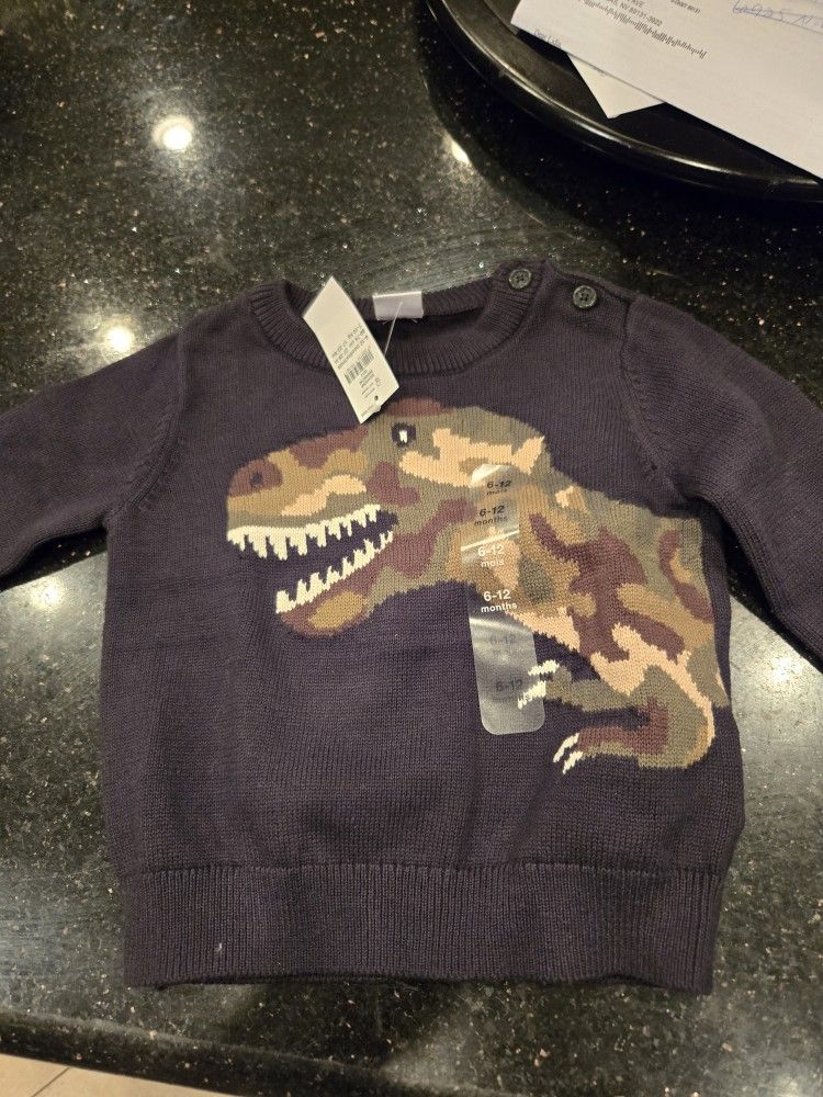 Baby GAP Dinosaur Sweater. 6-12m. Nwt